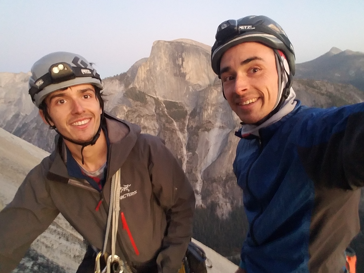 daniel montague (right) rock climbing with his brother in Yosemite